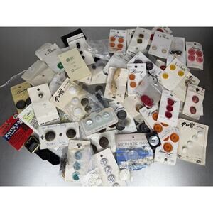 HUGE Vintage LOT Carded Buttons Plastic Metal Pearls Sewing Lansing La Mode